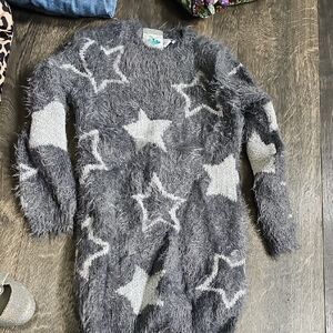 Star Pattern Fuzzy Gray Dress